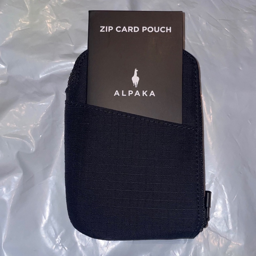 Alpaka Zip Card Pouch Black Axoflux Recycled Ripstop RFID Wallet EDC